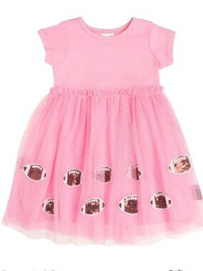NWT SWEET WINK Girls Football Sequin Short Sleeve Pink Tutu Dress